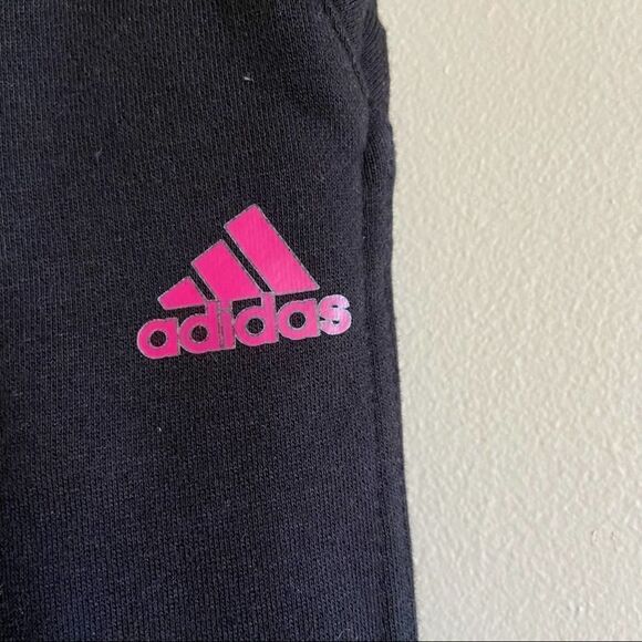 ADIDAS Girl’s Cotton Fleece Sweatpants Black Pink Size S(7/8) New! - Picture 3 of 8